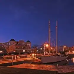 Cobourg harbour at night